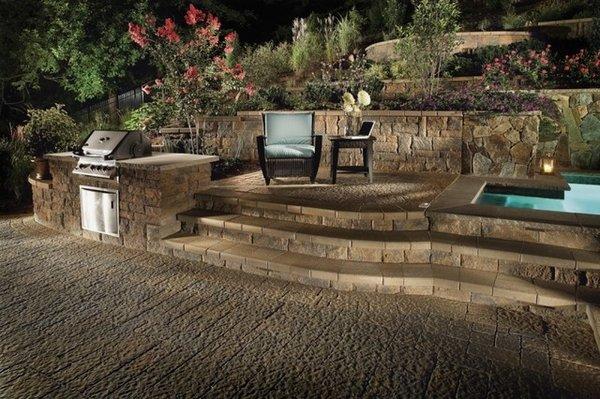 Landscape retaining walls, steps and patios