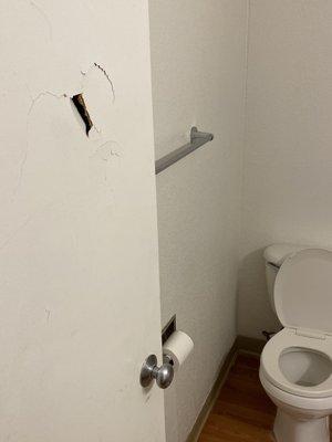 Hole in the bathroom door.