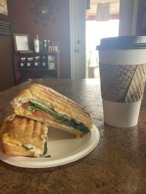 Sandwich and latte