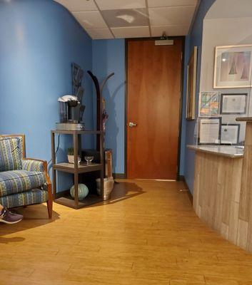 View of door to procedure area from waiting room