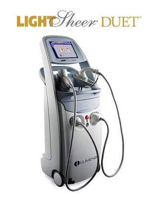 This is the "Lightsheer Duet" laser machine. Otherwise known as the "painless" laser. Highly recommended.