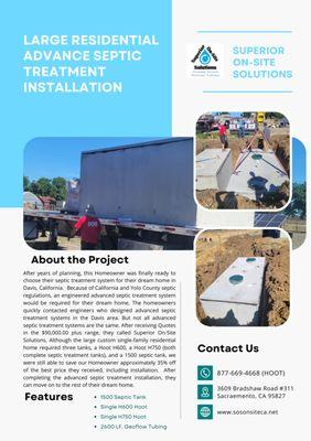 large residential advanced septic treatment installation equipment provided by Superior On-Site Solutions