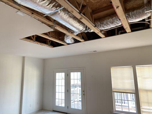 Water Leak in ceiling caved in drywall