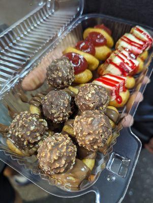 Ferrero Roche, Strawberry Cheesecake, Guava mini donuts