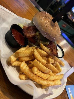 Man! These fries were so good and this burger !.. came with "spicy" peppers