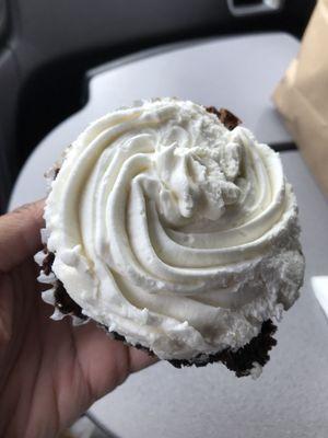 Huge vegan chocolate cupcake $3. The chocolate was good and rich, but the icing fell waaaaay short.