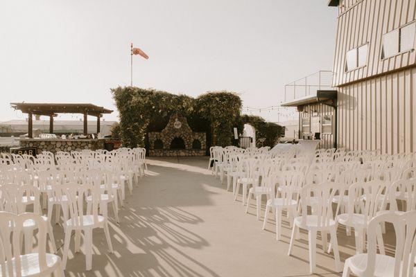 View of the ceremony space. Lots of options for how you can do a ceremony there.