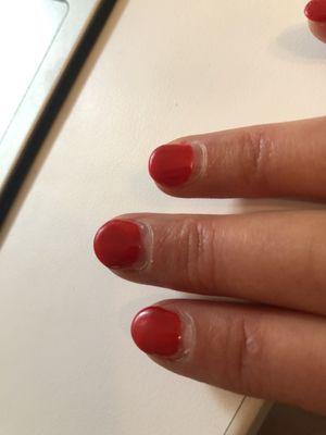 Day 9 of gel manicure ($66 without tips)