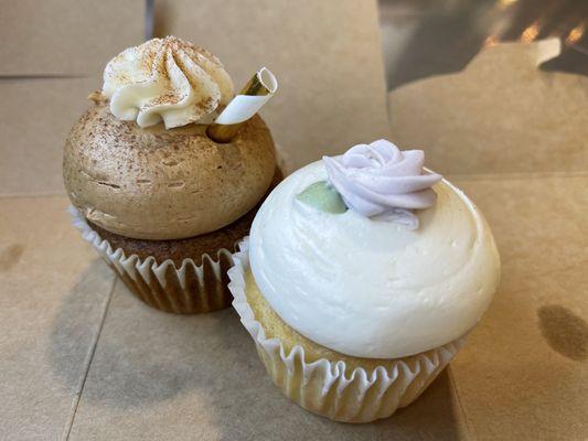 Pumpkin Spice Latte and Vanilla Bean cupcake