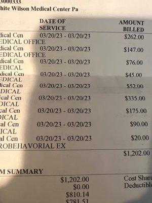 WWMC bill for 3 vaccines and check up.