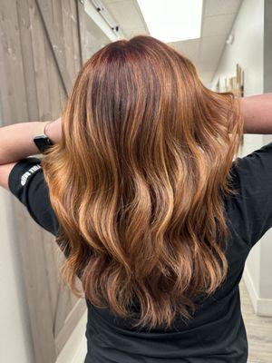 Red to copper balayage