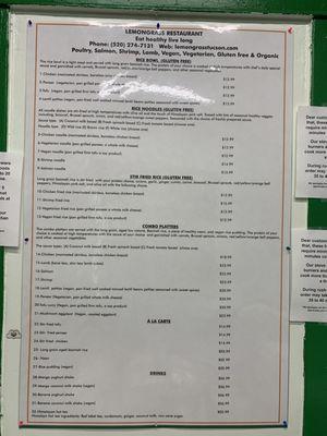 Menu w/ lots variety