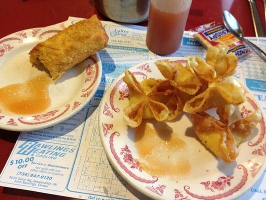 Egg Roll and Crab Rangoon.