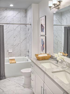 Porcelain tile baths in Encore at Ingram Manor.