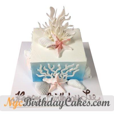 Coral And Seashell Cake http://nycbirthdaycakes.com/shop/cakes-for-men/coral-and-seashell-cake/