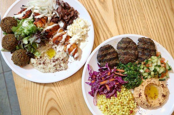 CYO Plates with Falafel, Chicken Kebab, and Kefta Kebab