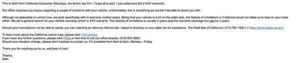 The form letter sent to me saying that my vehicle was no longer under warranty, even though it still has 20,000 miles of warranty on it