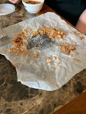 All the onions they gave us with the no onion sandwich we ordered