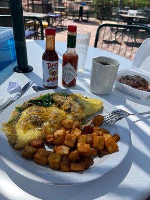 Green Chile Omelette w Spinach.