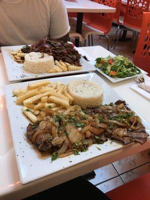 Lomo saltado, bistec and salad