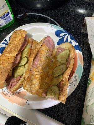 My subway sandwich with my extra pickles.