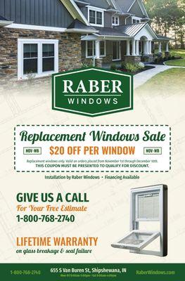 Replacement windows $20 OFF.