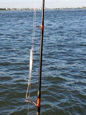 Fishing pole setup provided by the crew.