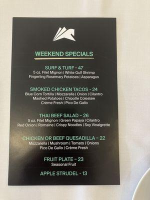 Specials menu