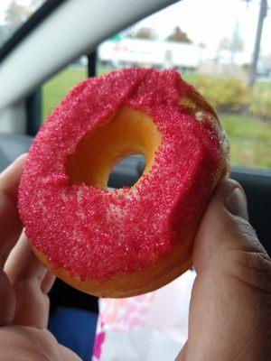 Ride-home-from-camp Dunkin' run--whole lotta' pumpkin spice in the car right now; ghost pepper donut!