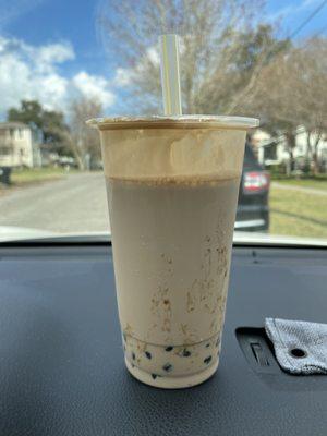 Milk tea with $1 extra "no ice"