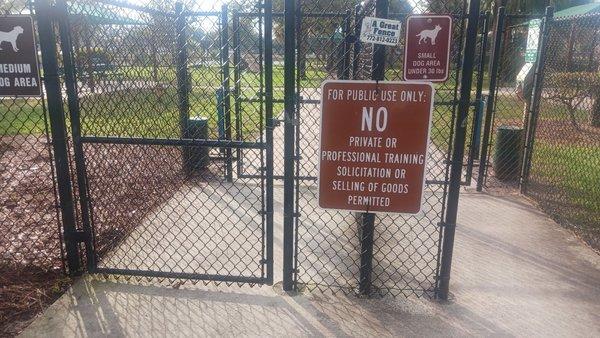 Double gated entry area to the medium and small dog park