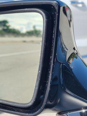 Lint left on my sideview mirror by whomever wiped the car.