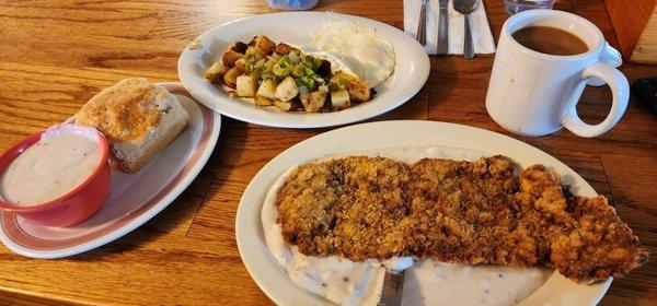 Chicken fried steak, biscuits and gravy, fried eggs and home fries. Amazing.