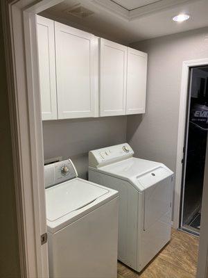 Laundry Room Cabinet Install & Painted Walls (After)