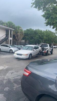 Car being towed to Stage 3 Automotive