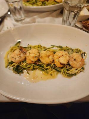 Shrimp lemoncello with zucchini linguine