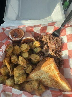 1 meat Plate. Brisket with okra