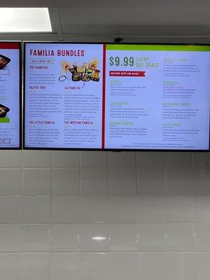 Middle 2 of 3 menu board