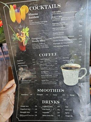 Drink menu Nov 2024