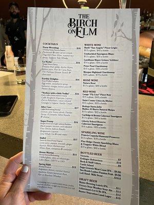 Drink menu