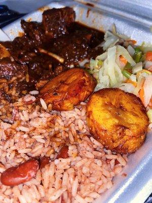 Large Oxtails $12 (Rice & Peas, Cabbage, Plaintains)