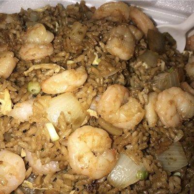 Shrimp fried rice with extra onion