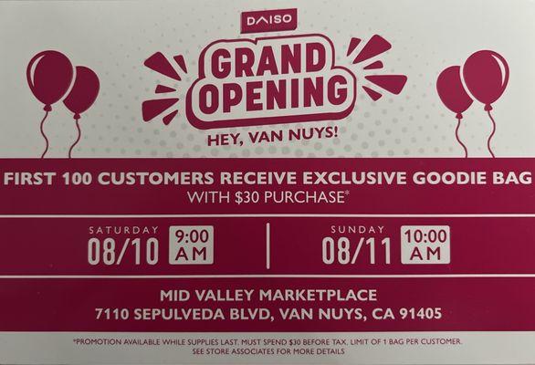 Grand opening promo flier