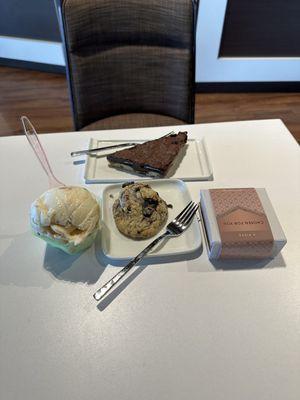 gelato and baked good and chocolate candy