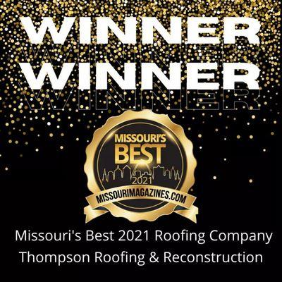 Thompson Roofing was Voted 2021 Missouri's BEST!