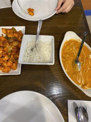 Chili paneer  Butter Chicken Basmati White Rice