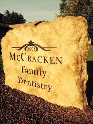 McCracken Family Dentistry's New Rock Slab Sign, Wow!, Looks great out front.