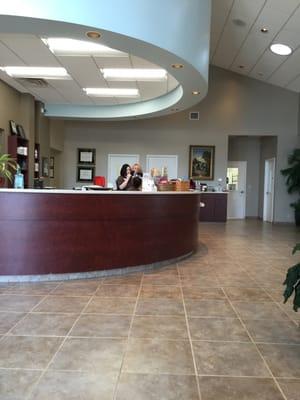 front desk.  a very big waiting room.