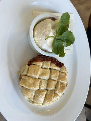 Apple pie and bourbon ice cream.