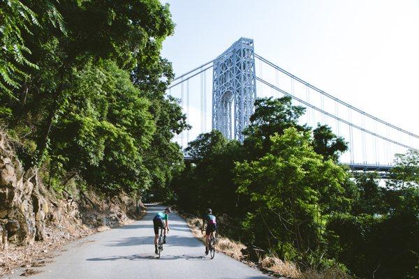 Cycling up River Road just over the George Washington Bridge, a 3 hour return trip from lower Manhattan.